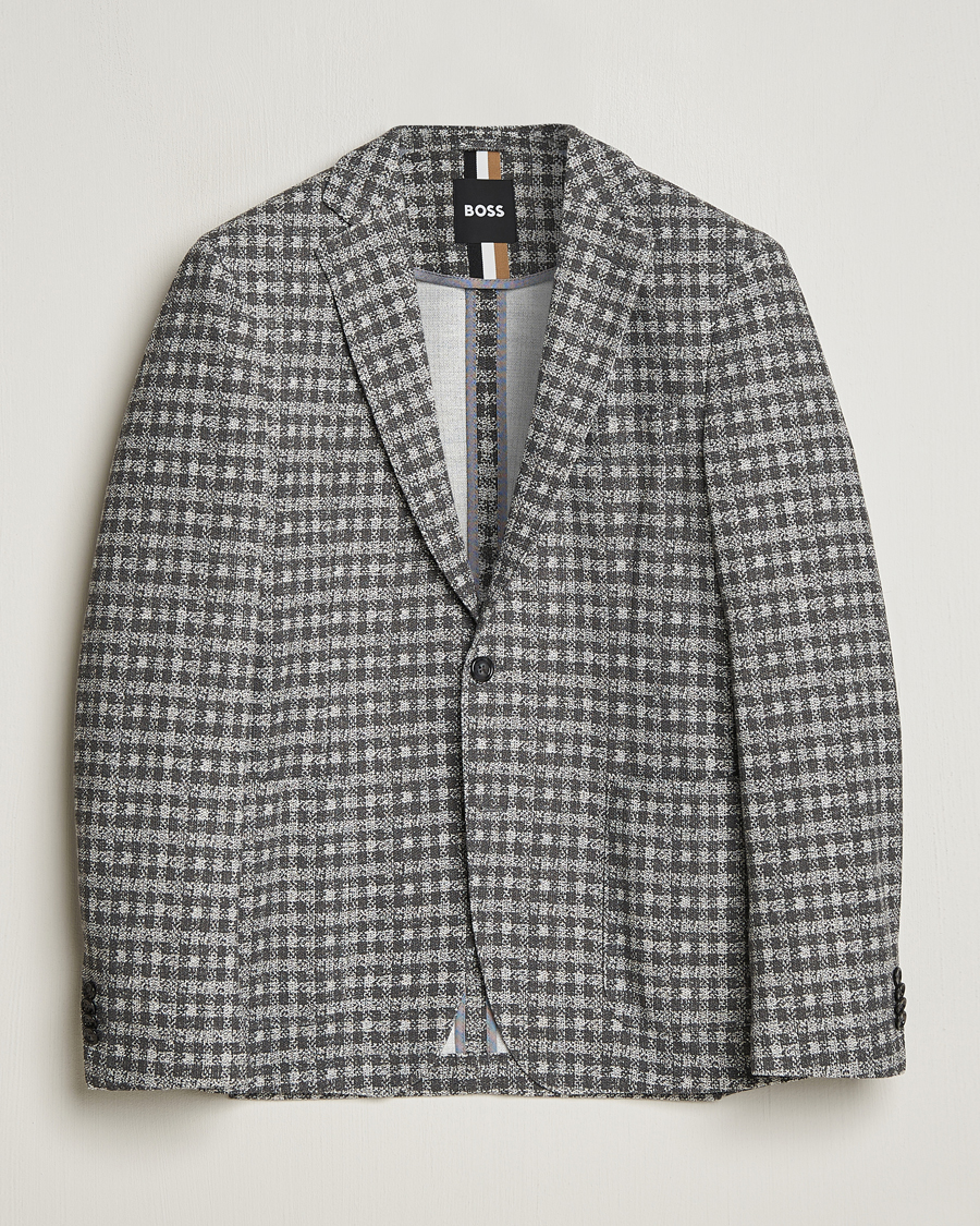 Herre | Dressjakker | BOSS BLACK | Hanry Checked Jersey Blazer Silver