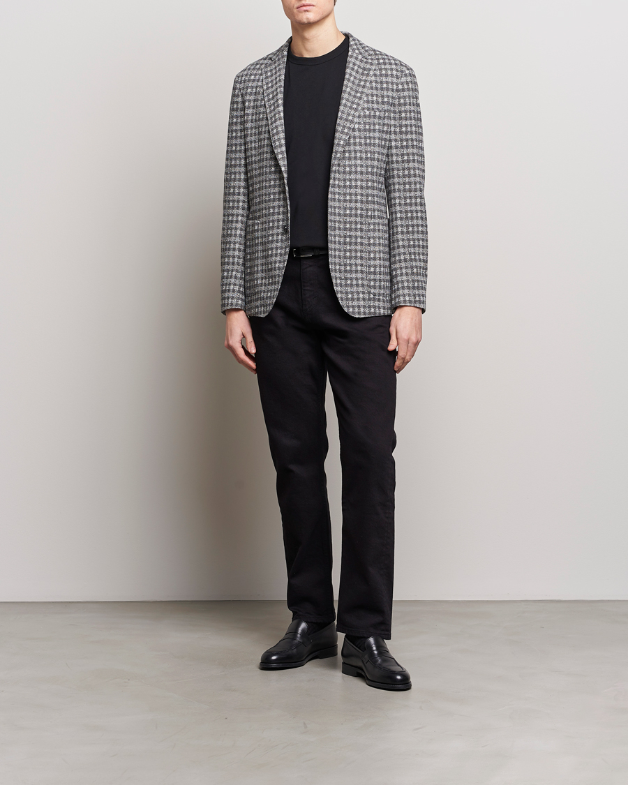 Herre | Dressjakker | BOSS BLACK | Hanry Checked Jersey Blazer Silver
