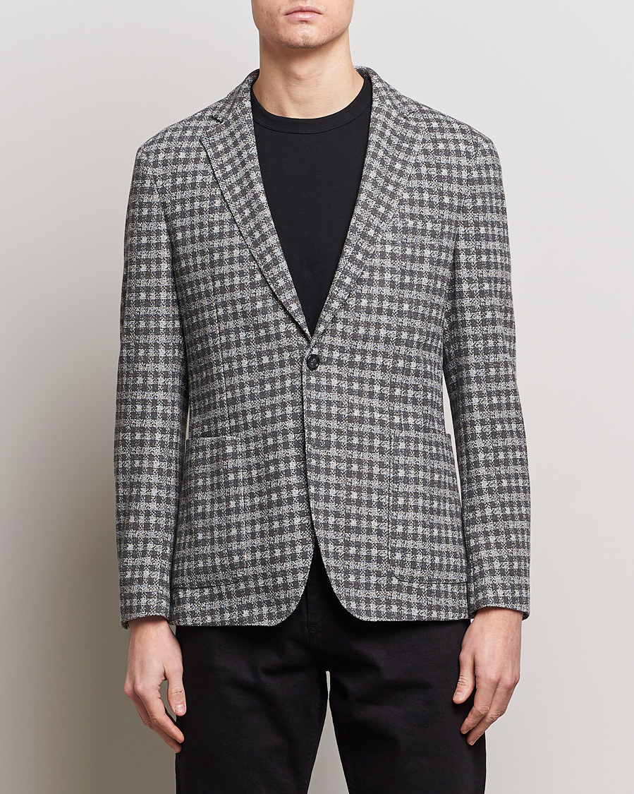 Herre | Klær | BOSS BLACK | Hanry Checked Jersey Blazer Silver