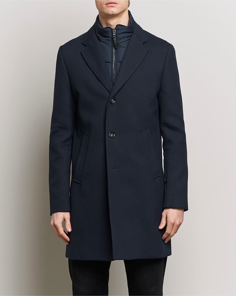 Herre | Dressede jakker | BOSS BLACK | Hyde Cotton Coat Dark Blue