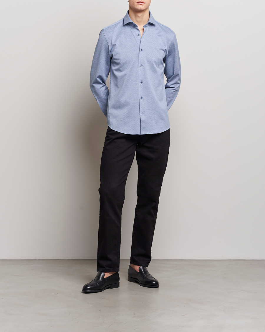 Herre |  | BOSS BLACK | Hal Cotton Jersey Shirt Open Blue