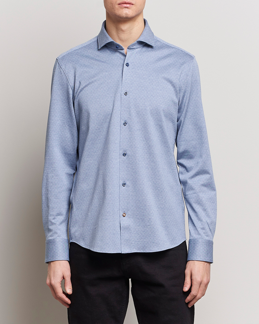 Herre | Skjorter | BOSS BLACK | Hal Cotton Jersey Shirt Open Blue