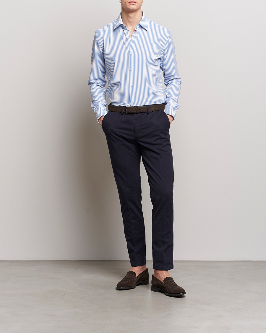 Herre | Skjorter | BOSS BLACK | Hank 4-Way Stretch Striped Shirt Light Blue