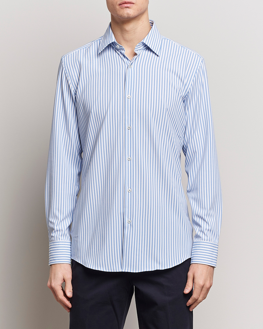 Herre | Business & Beyond | BOSS BLACK | Hank 4-Way Stretch Striped Shirt Light Blue