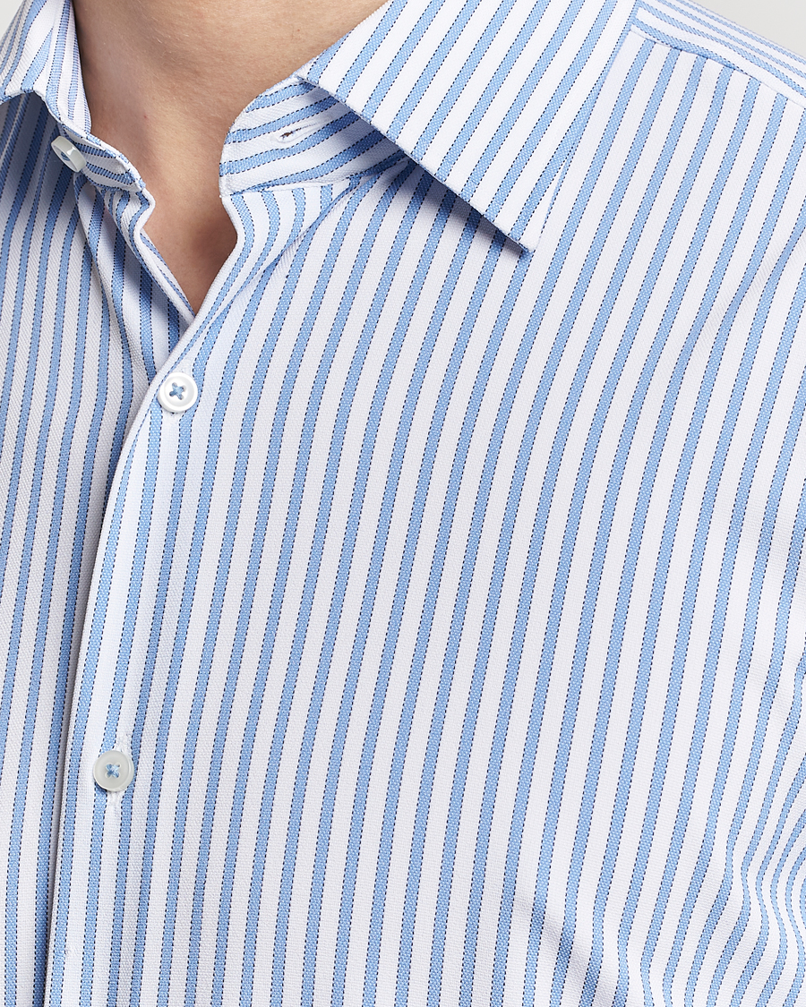 Herre | Skjorter | BOSS BLACK | Hank 4-Way Stretch Striped Shirt Light Blue