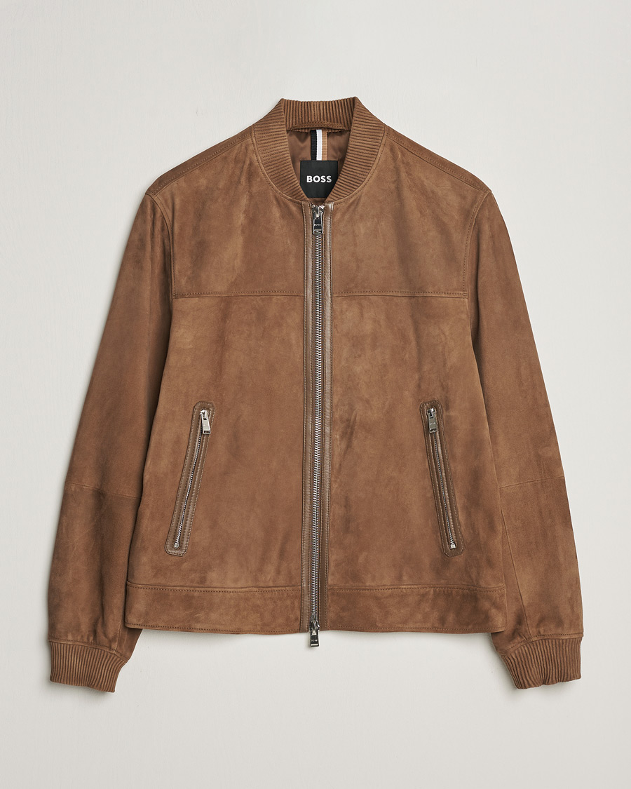 Herre | Jakker | BOSS BLACK | Malbano Leather Jacket Open Brown