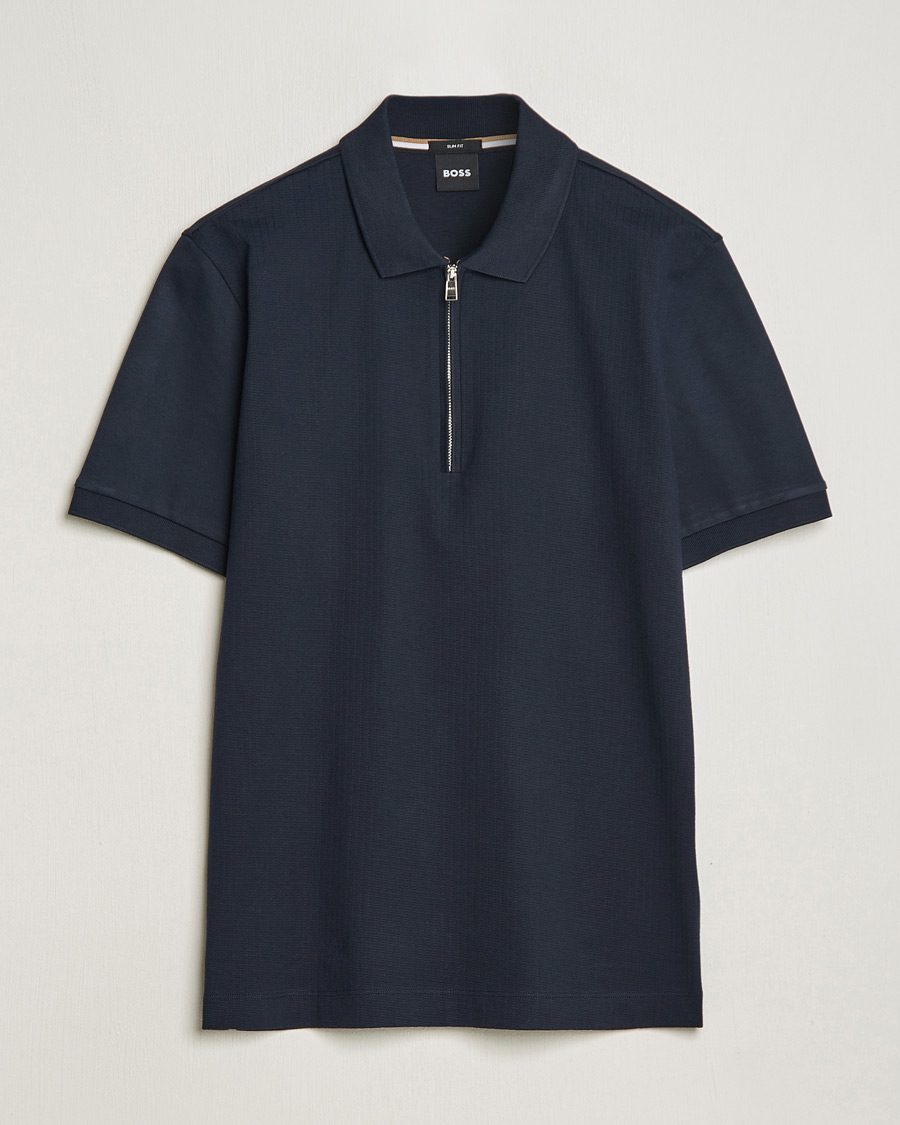 Herre | Pikéer | BOSS BLACK | Polston Half-Zip Piké Dark Blue