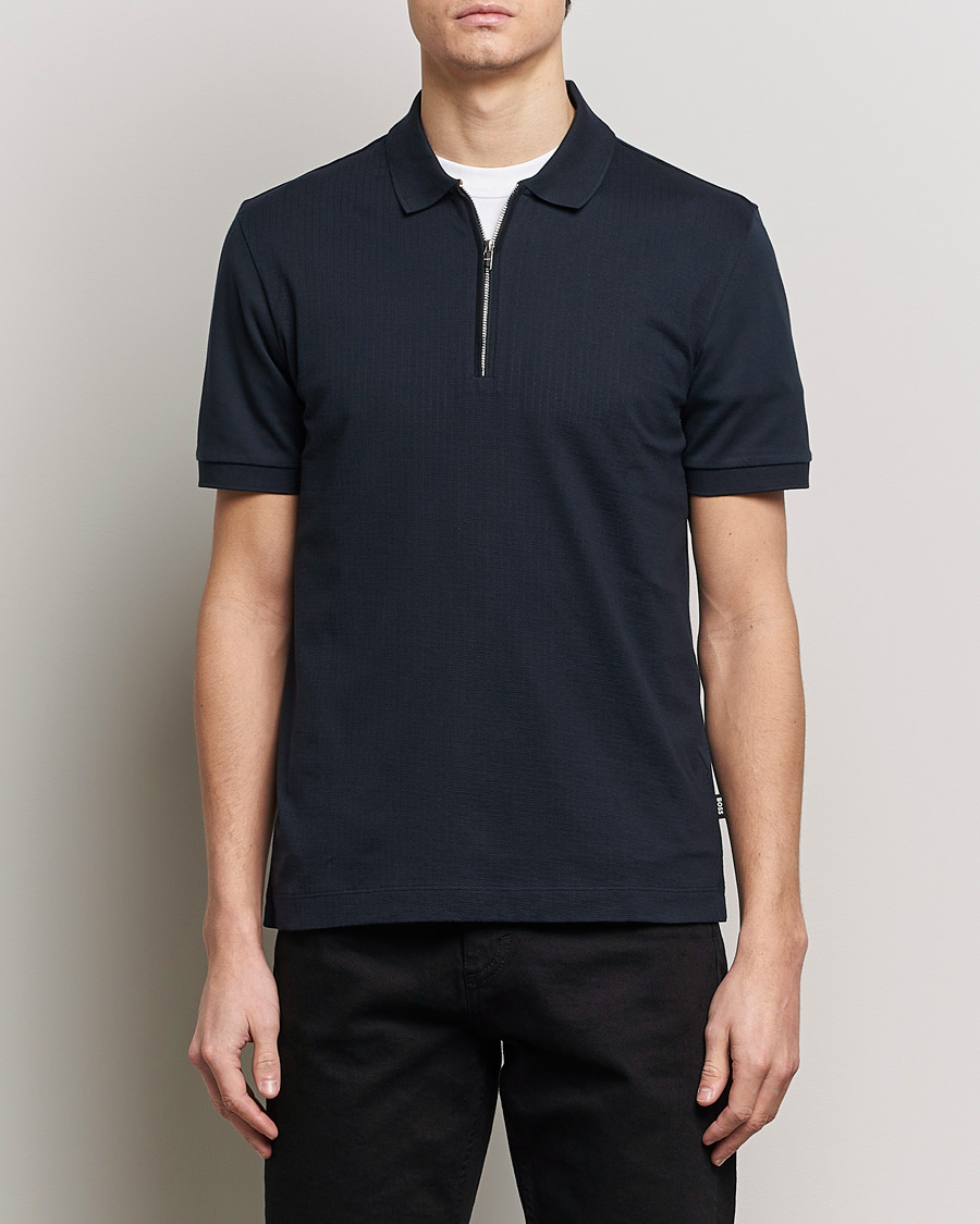 Herre | Pikéer | BOSS BLACK | Polston Half-Zip Piké Dark Blue