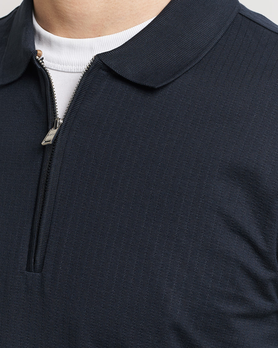 Herre | Pikéer | BOSS BLACK | Polston Half-Zip Piké Dark Blue
