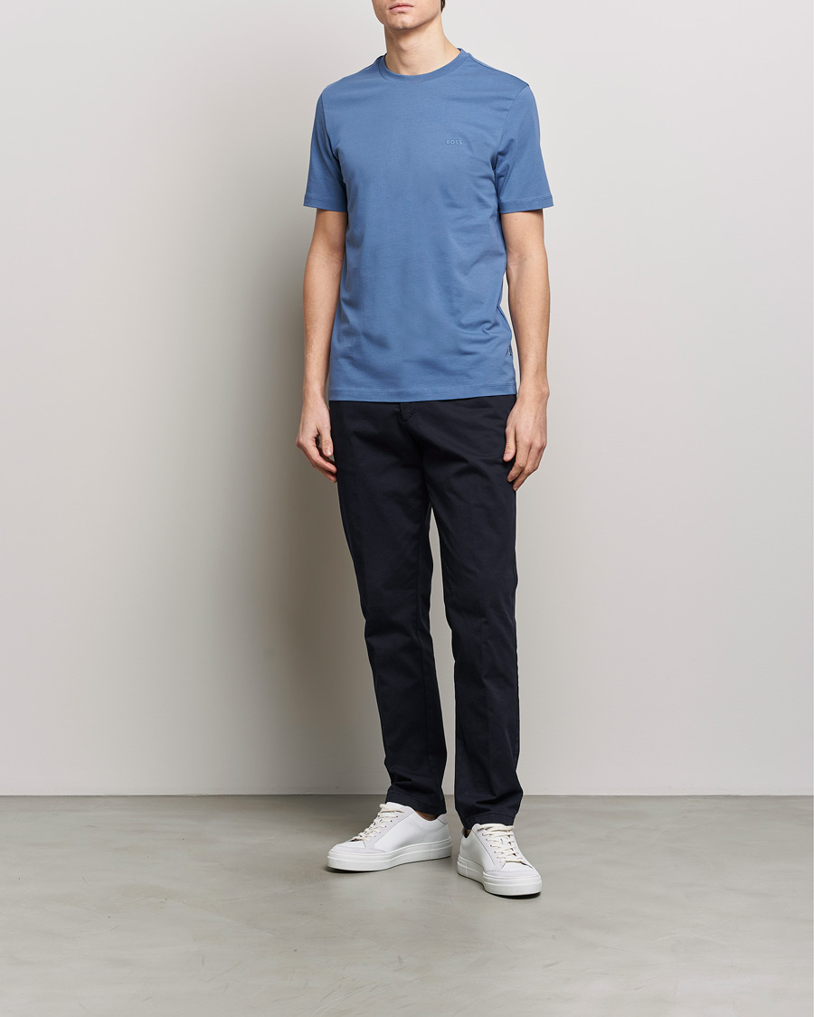 Herre | T-Shirts | BOSS BLACK | Thompson Crew Neck T-Shirt Open Blue