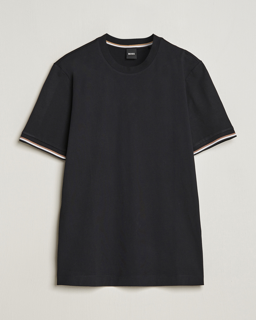 Herre | T-Shirts | BOSS BLACK | Thompson Tipped Crew Neck T-Shirt Black
