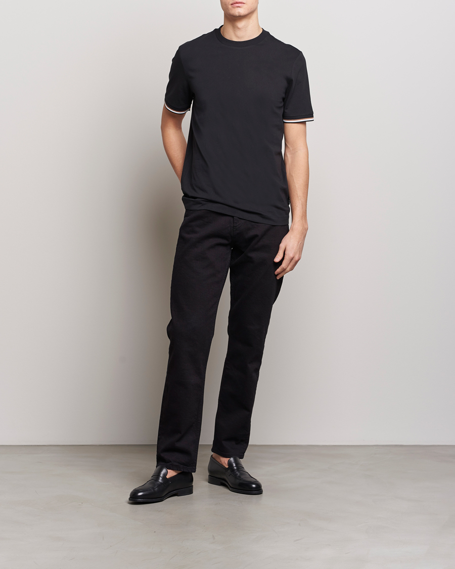 Herre | T-Shirts | BOSS BLACK | Thompson Tipped Crew Neck T-Shirt Black