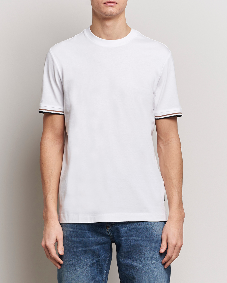 Herre | Kortermede t-shirts | BOSS BLACK | Thompson Tipped Crew Neck T-Shirt White