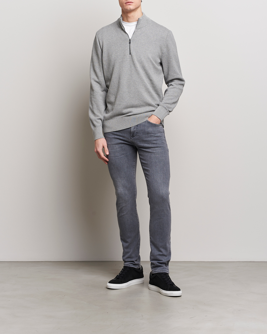 Herre | Gensere | BOSS BLACK | Ebrando Knitted Half-Zip Silver