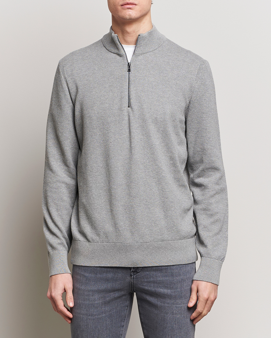 Herre |  | BOSS BLACK | Ebrando Knitted Half-Zip Silver