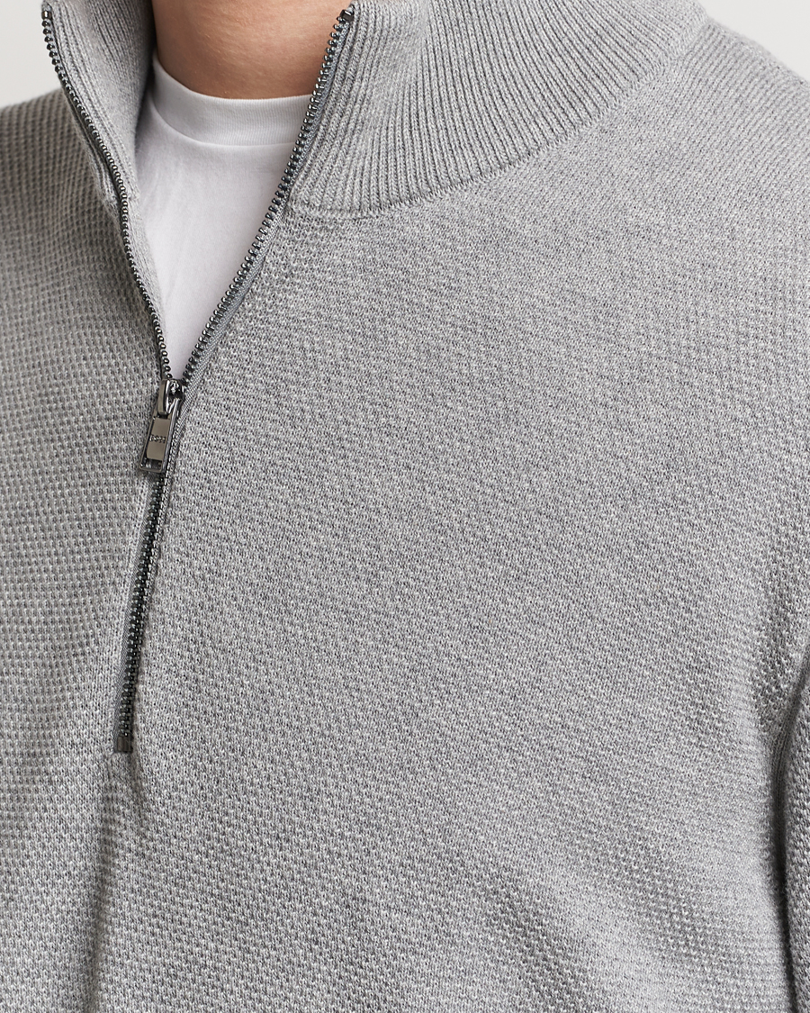 Herre | Gensere | BOSS BLACK | Ebrando Knitted Half-Zip Silver