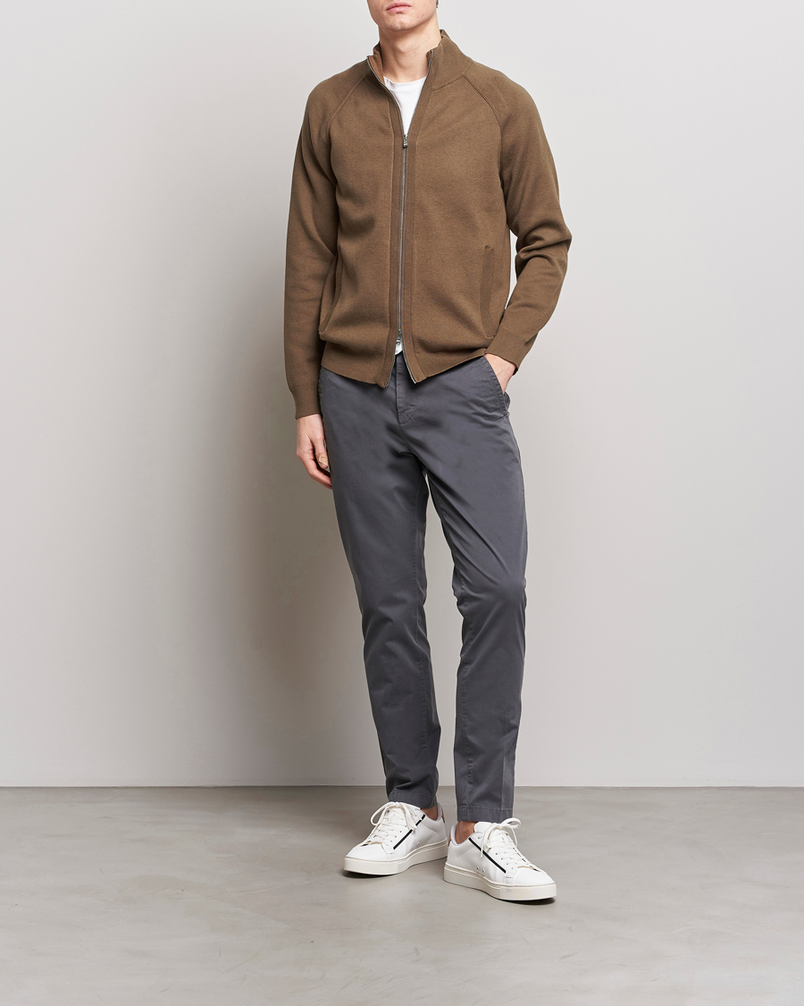 Herre | Gensere | BOSS BLACK | Perrone Knitted Full-Zip Open Brown