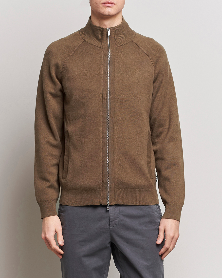 Herre | Salg | BOSS BLACK | Perrone Knitted Full-Zip Open Brown