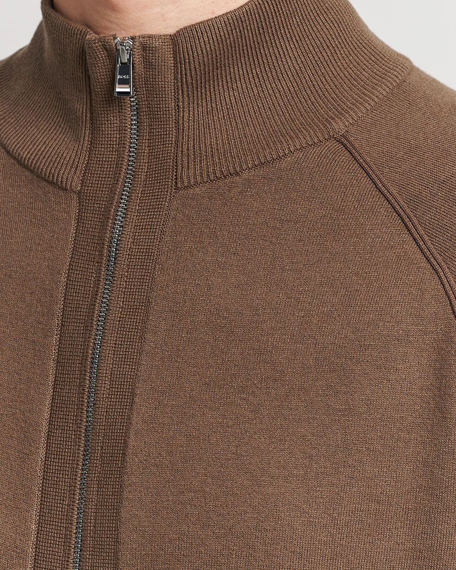 Herre | Gensere | BOSS BLACK | Perrone Knitted Full-Zip Open Brown