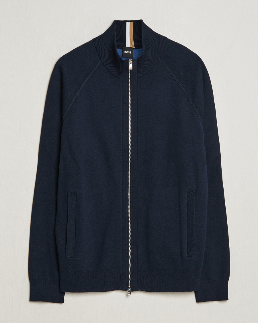 Herre | Gensere | BOSS BLACK | Perrone Knitted Full-Zip Dark Blue