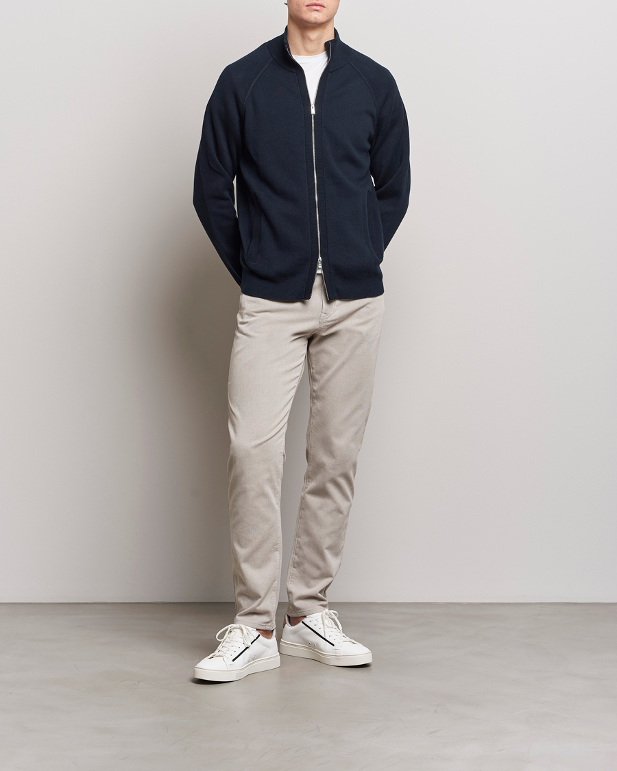 Herre | Gensere | BOSS BLACK | Perrone Knitted Full-Zip Dark Blue