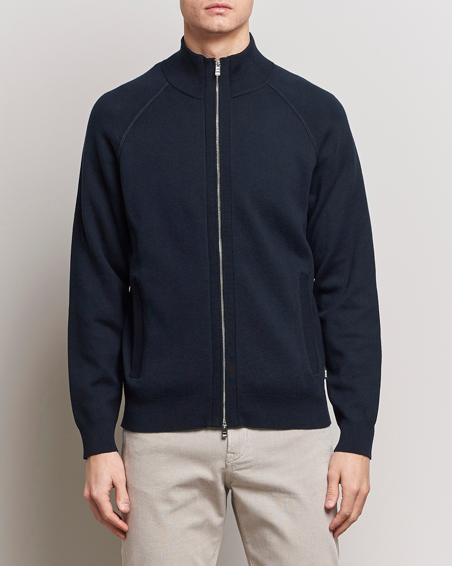 Herre | 20% salg | BOSS BLACK | Perrone Knitted Full-Zip Dark Blue