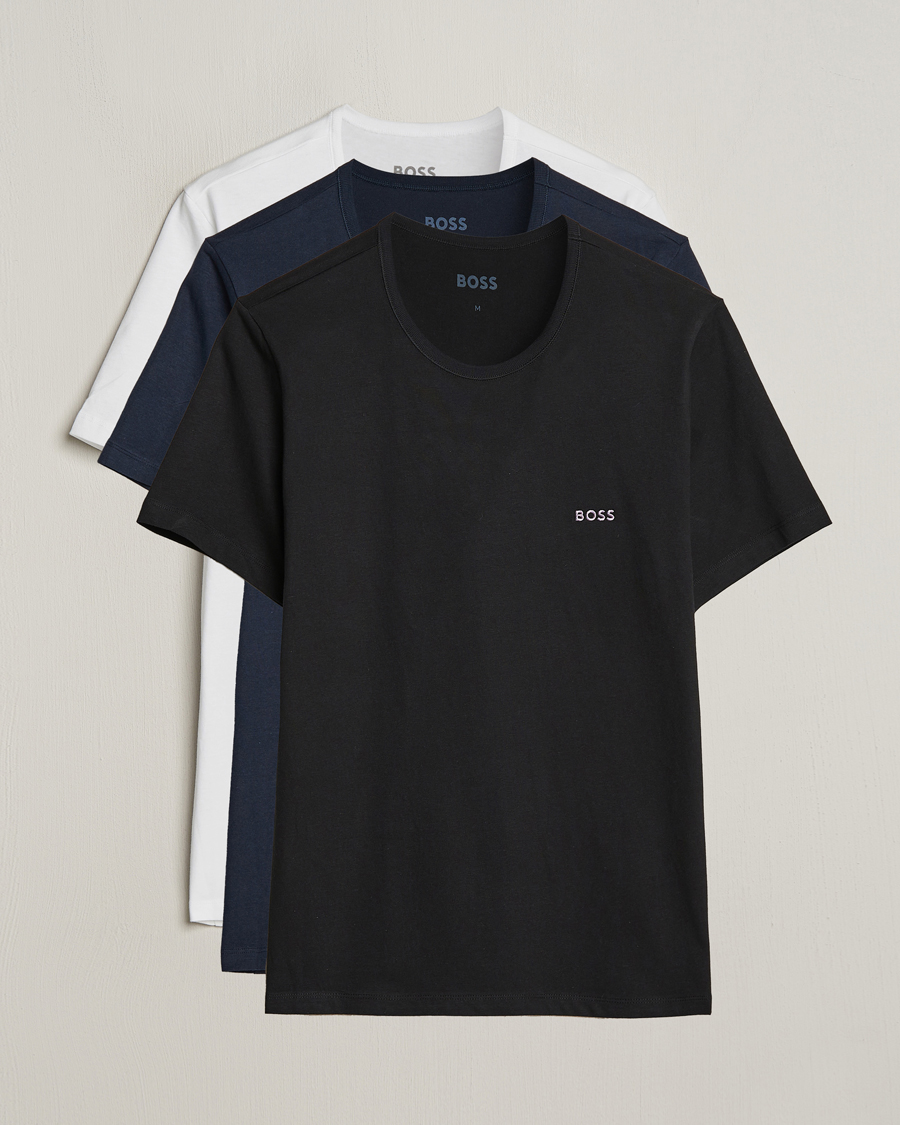 Herre |  | BOSS BLACK | 3-Pack Crew Neck T-Shirt Black/White/Blue