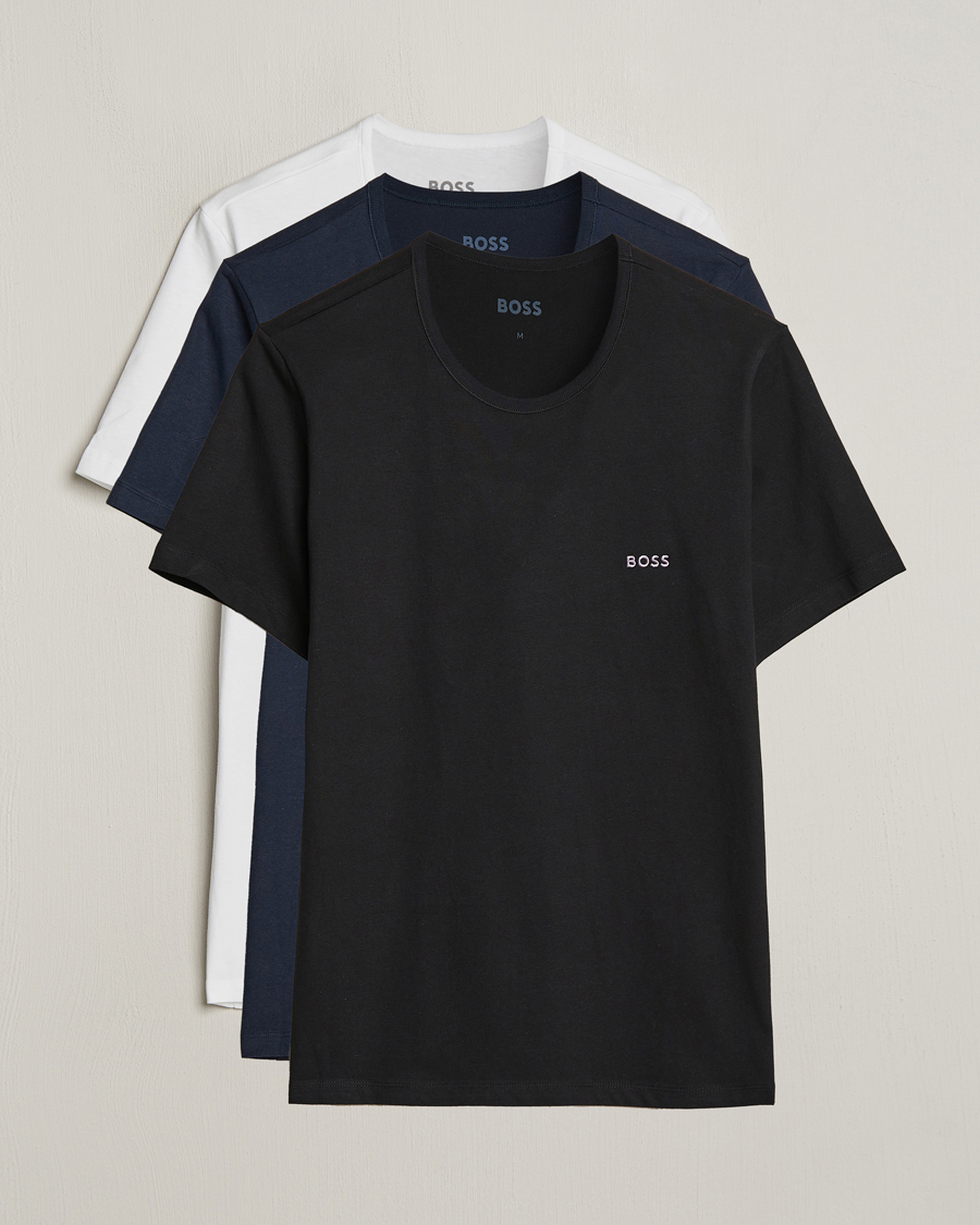 Herre | T-Shirts | BOSS BLACK | 3-Pack Crew Neck T-Shirt Black/White/Blue