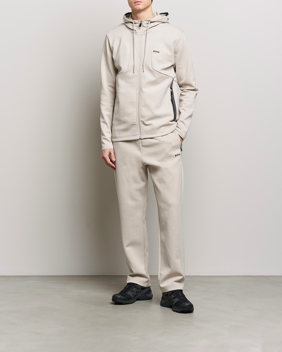 Herre | Gensere | BOSS GREEN | Saggy Full-Zip Hoodie Light Beige