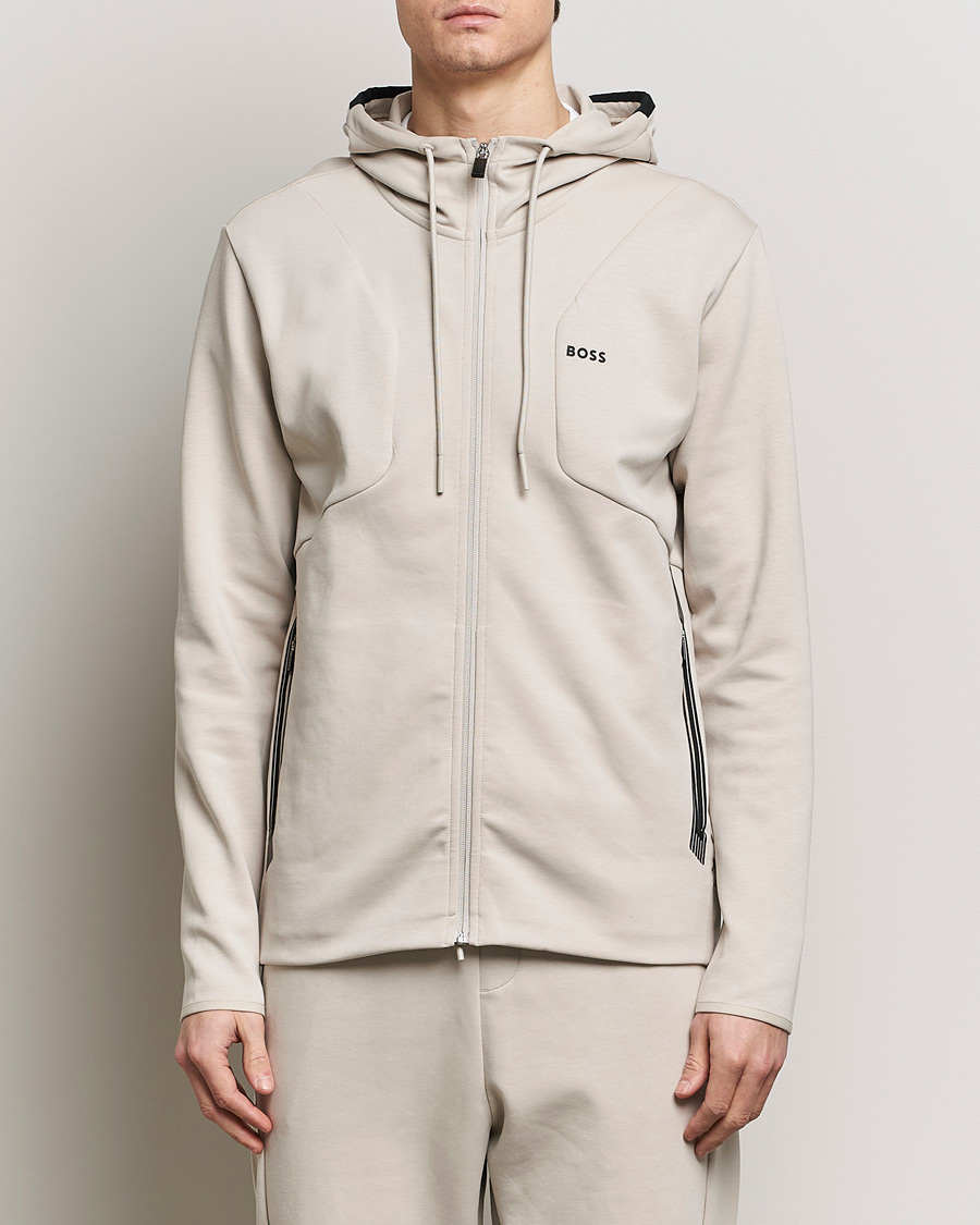 Herre |  | BOSS GREEN | Saggy Full-Zip Hoodie Light Beige