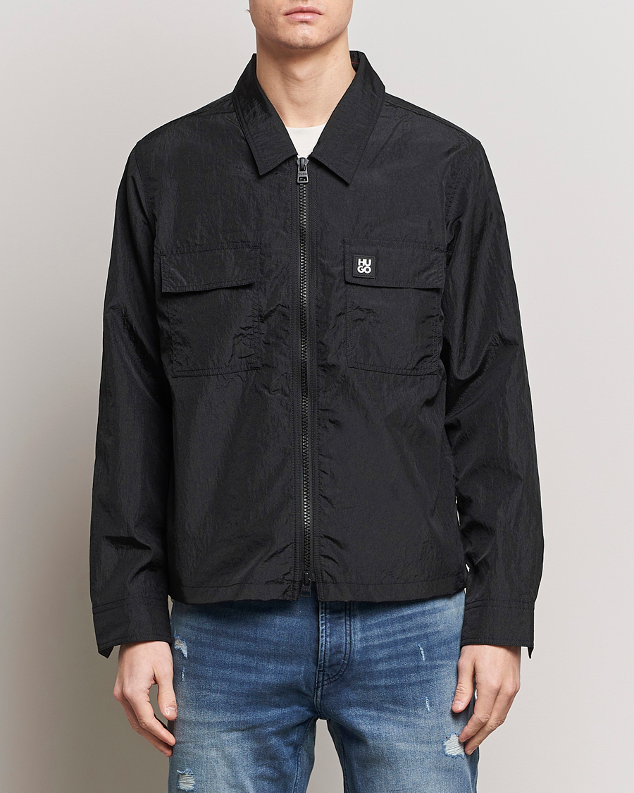 Herre | Skjorter | HUGO | Emalo Full-Zip Overshirt Black