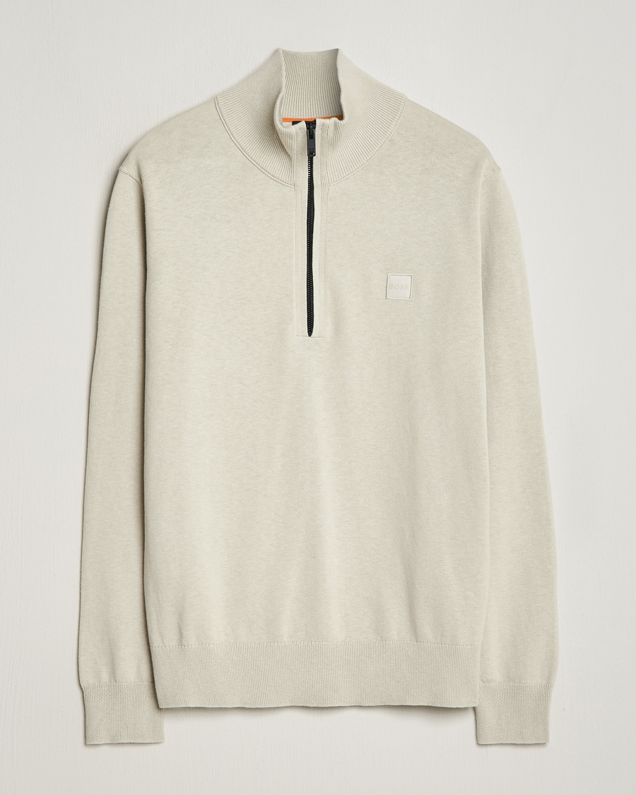 Herre | Gensere | BOSS ORANGE | Kanobix Knitted Half-Zip Light Beige