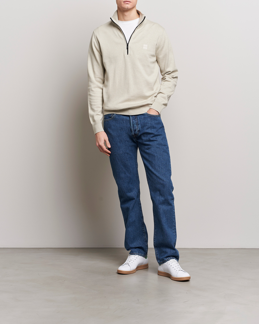 Herre | Gensere | BOSS ORANGE | Kanobix Knitted Half-Zip Light Beige