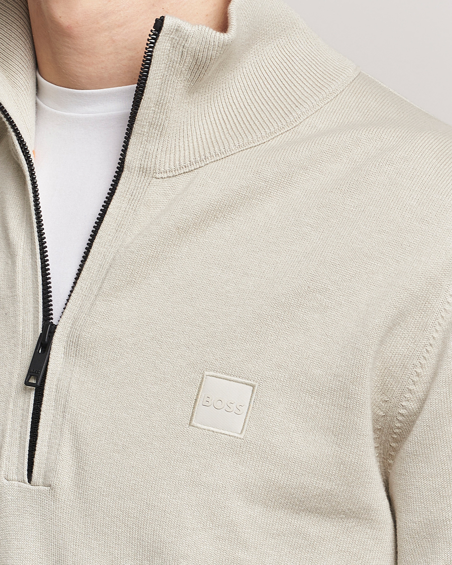 Herre | Gensere | BOSS ORANGE | Kanobix Knitted Half-Zip Light Beige