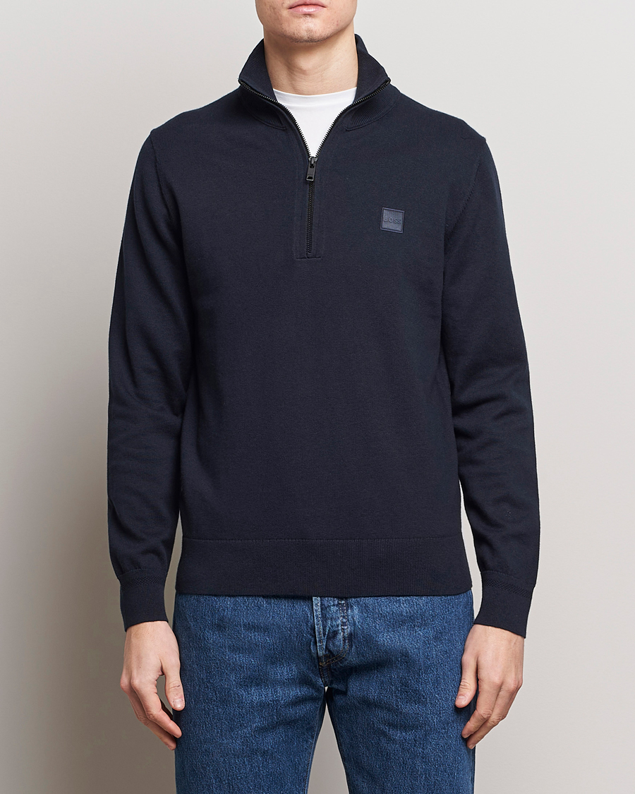 Herre | Lojalitetstilbud | BOSS ORANGE | Kanobix Knitted Half-Zip Dark Blue