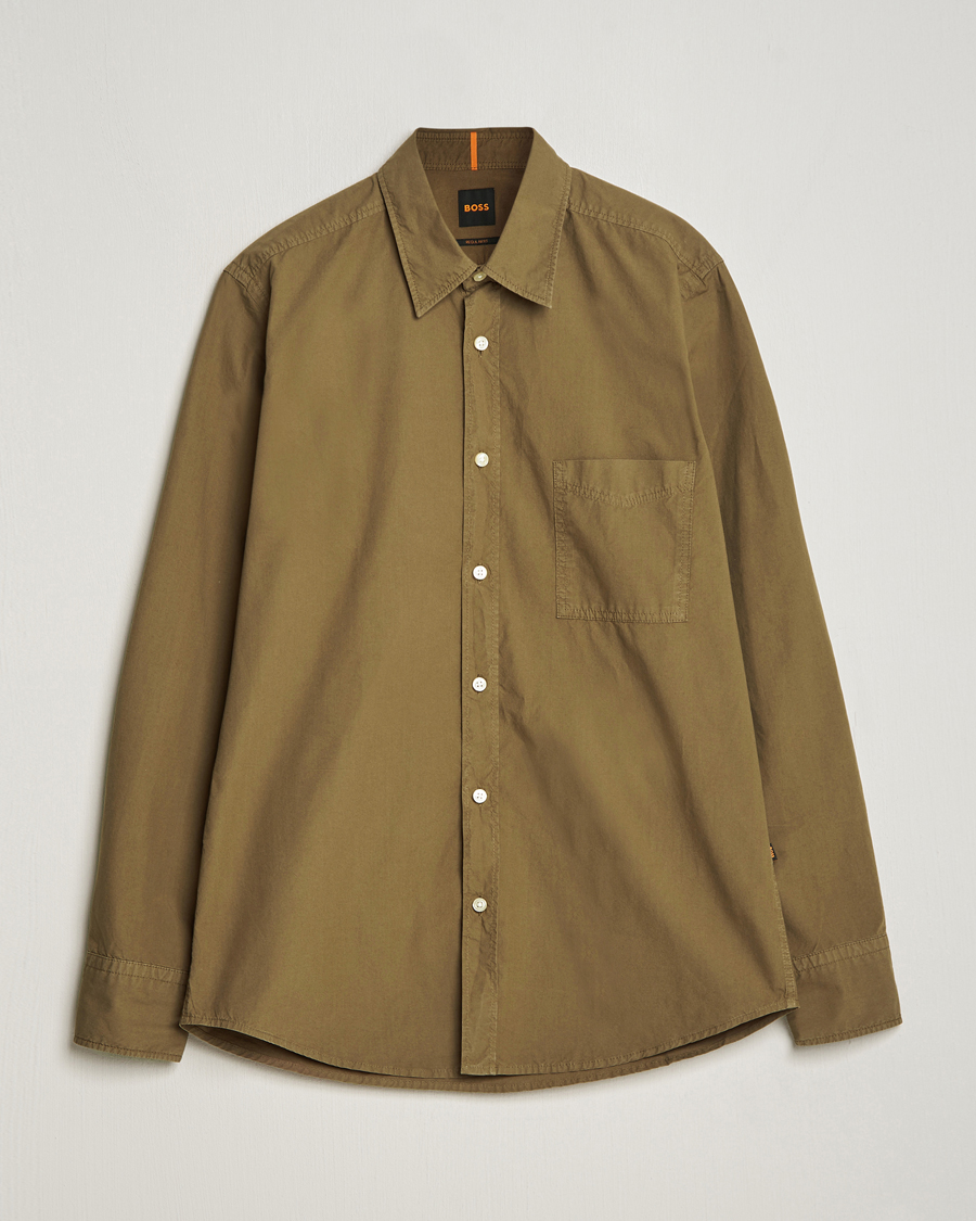 Herre | Skjorter | BOSS ORANGE | Relegant Cotton Pocket Shirt Open Green