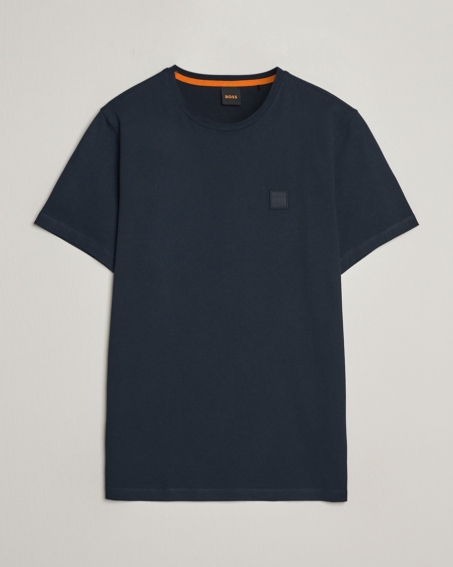 Herre | T-Shirts | BOSS ORANGE | Tales Logo Crew Neck T-Shirt Dark Blue
