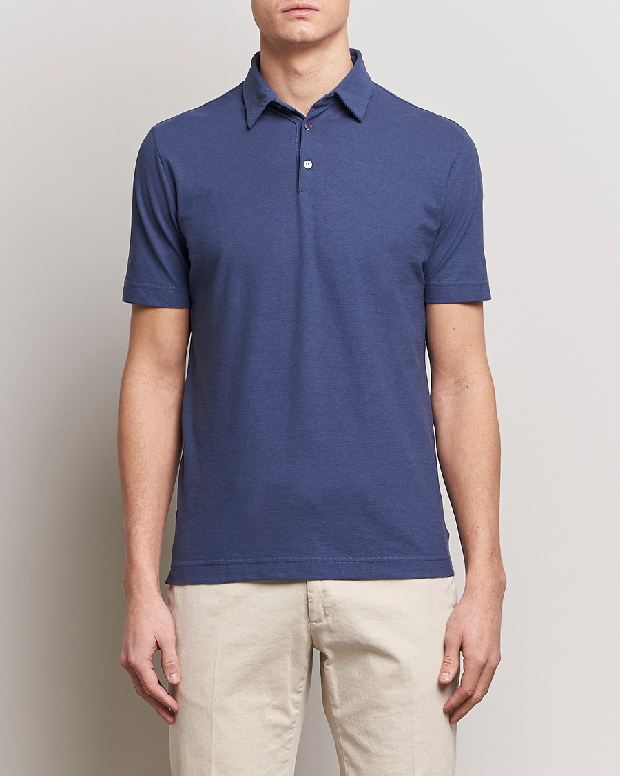 Herre | Italian Department | Zanone | Ice Cotton Polo Steel Blue