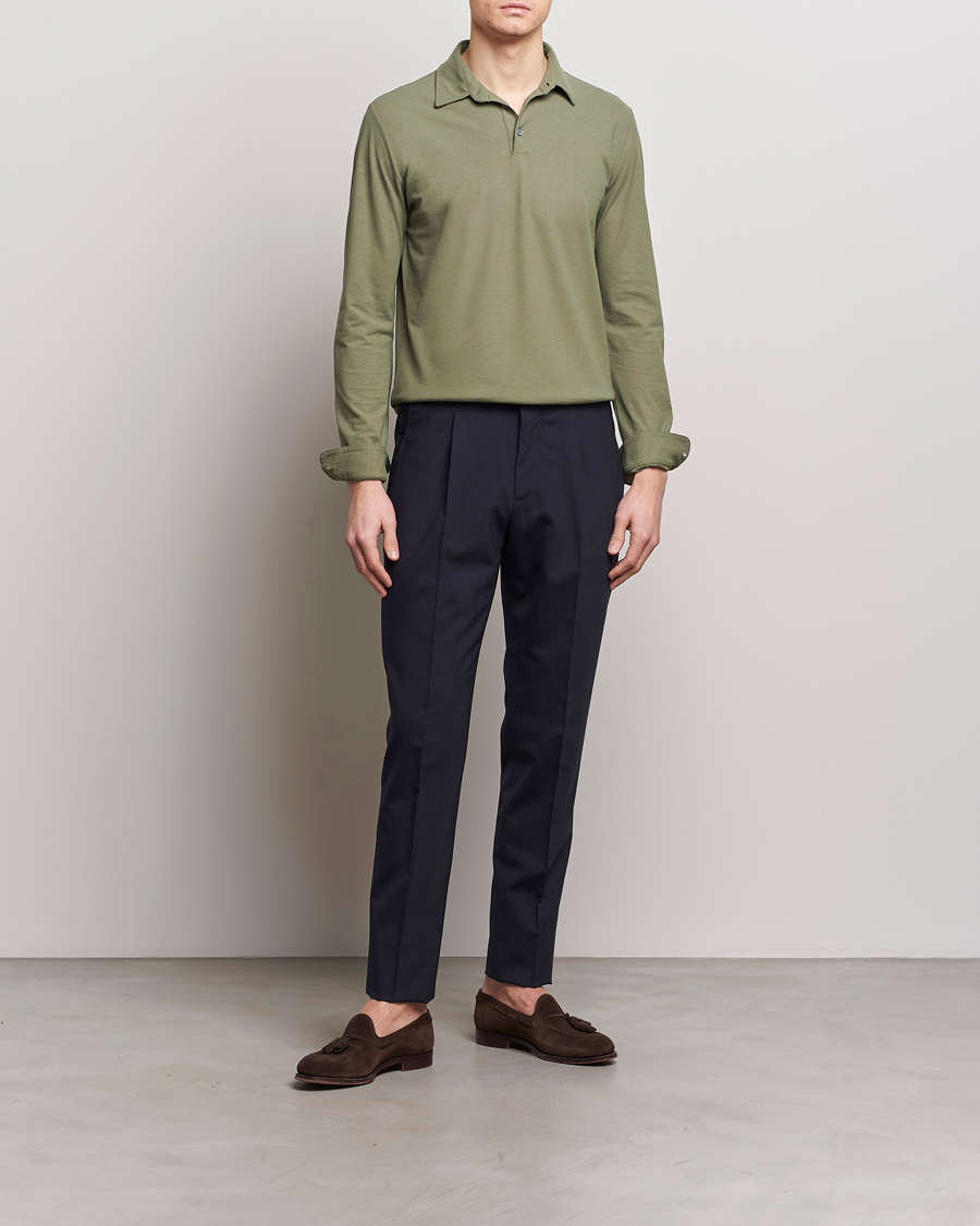 Herre | Gensere | Zanone | Ice Cotton Long Sleeve Polo Olive