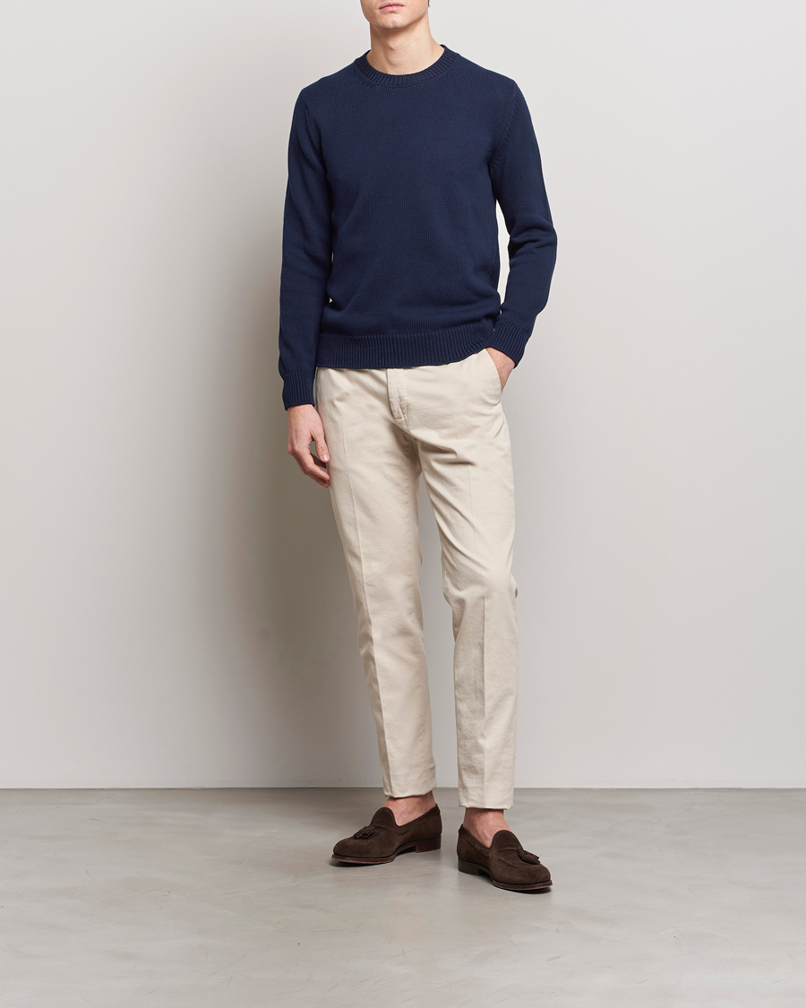 Herre | Gensere | Zanone | Soft Cotton Crewneck Sweater Navy