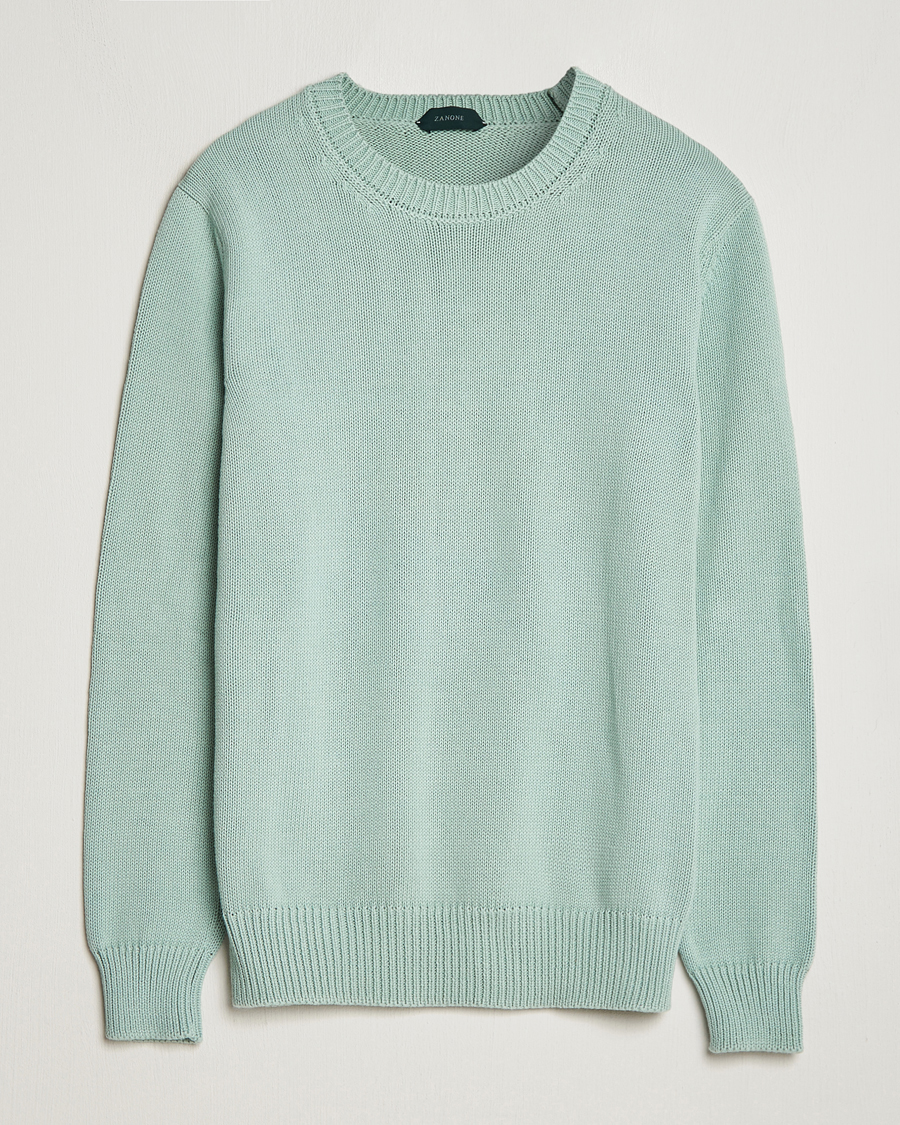 Herre | Gensere | Zanone | Soft Cotton Crewneck Sweater Mint