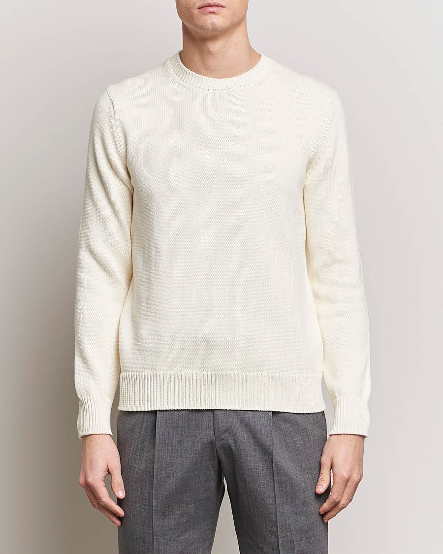 Herre | Pullovers rund hals | Zanone | Soft Cotton Crewneck Sweater Off White