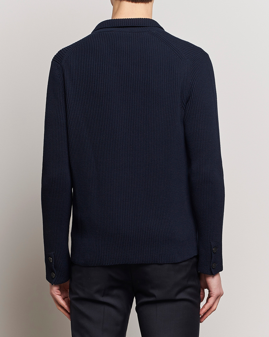 Herre | Dressjakker | Zanone | Cotton Rib Knitted Blazer Navy