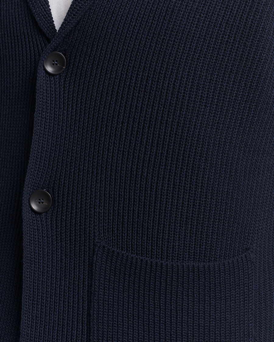 Herre | Dressjakker | Zanone | Cotton Rib Knitted Blazer Navy