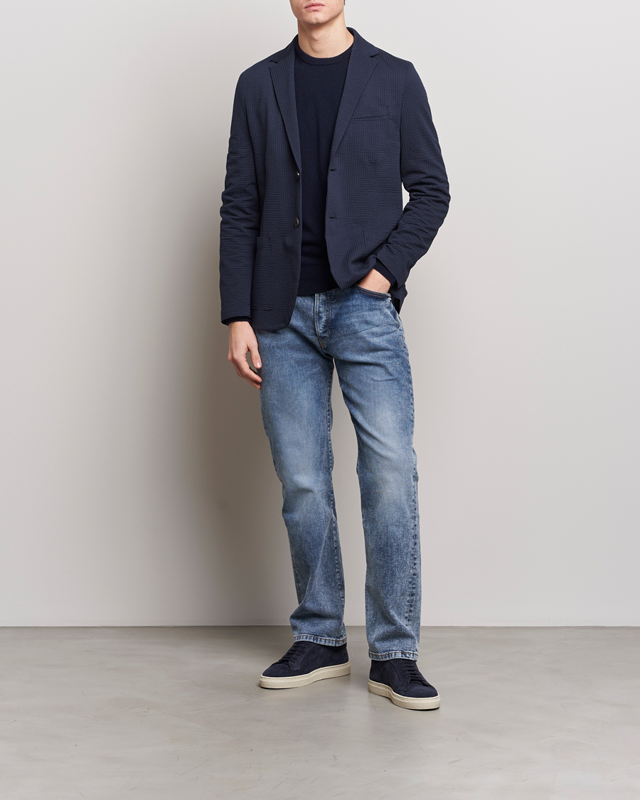 Herre | Dressjakker | Harris Wharf London | Coolmax Seersucker Blazer Navy