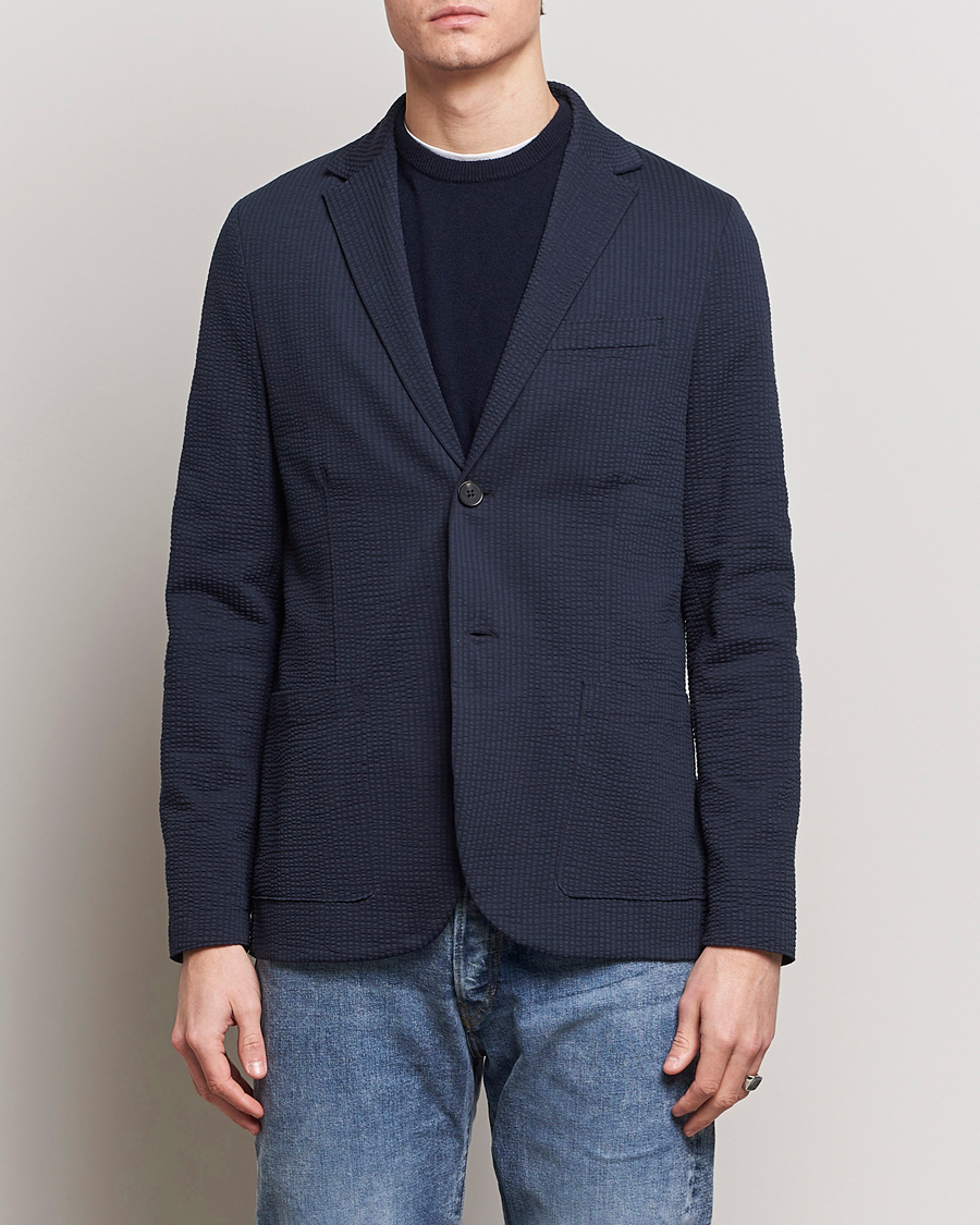 Herre | Klær | Harris Wharf London | Coolmax Seersucker Blazer Navy