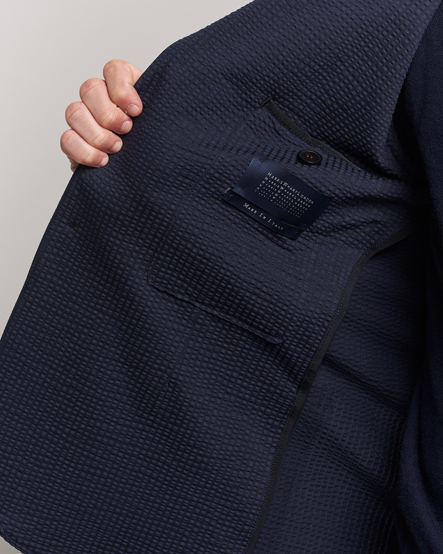 Herre | Dressjakker | Harris Wharf London | Coolmax Seersucker Blazer Navy