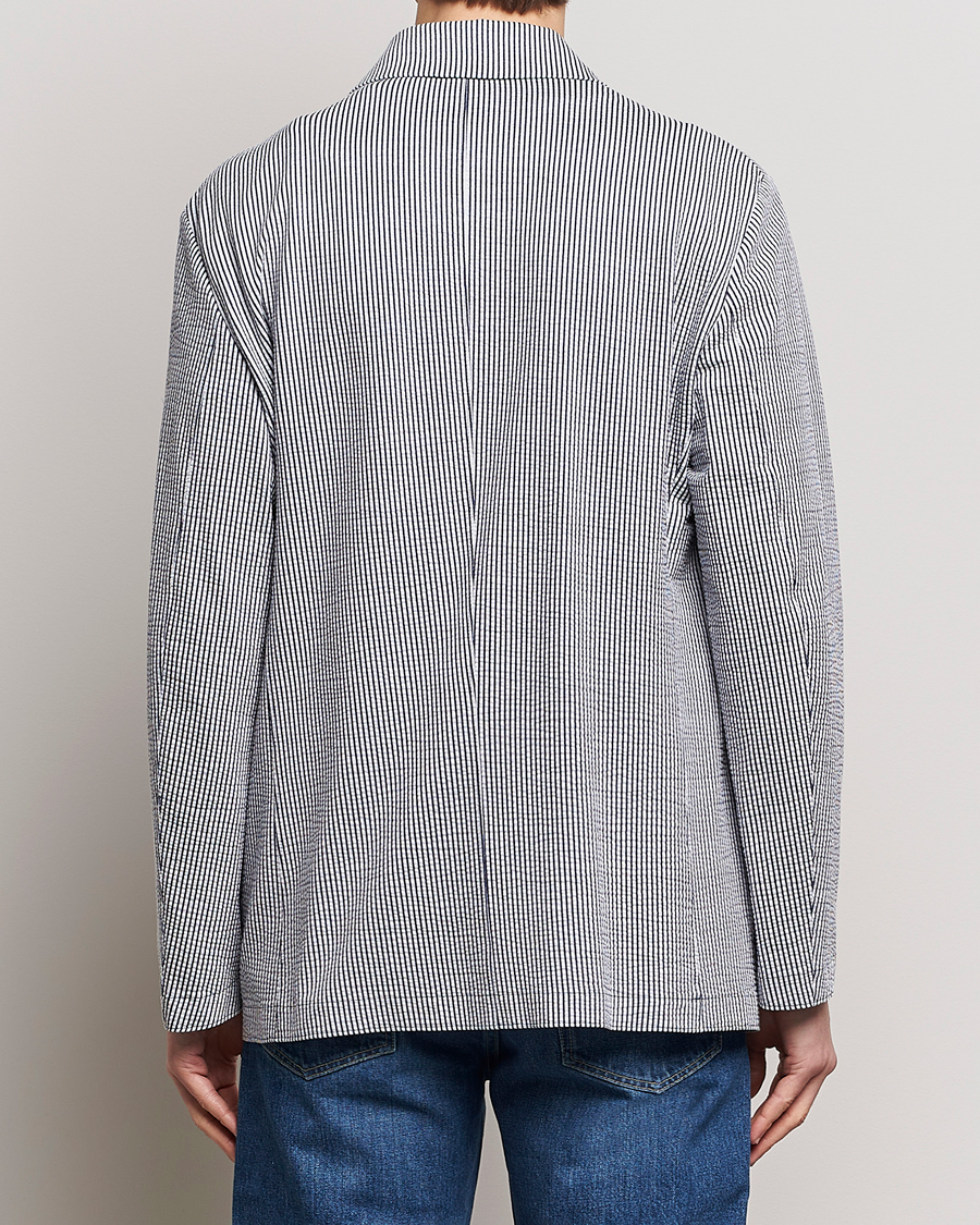 Herre | Dressjakker | Harris Wharf London | Coolmax Striped Seersucker Drop Shoulder Blazer Blue/Cream