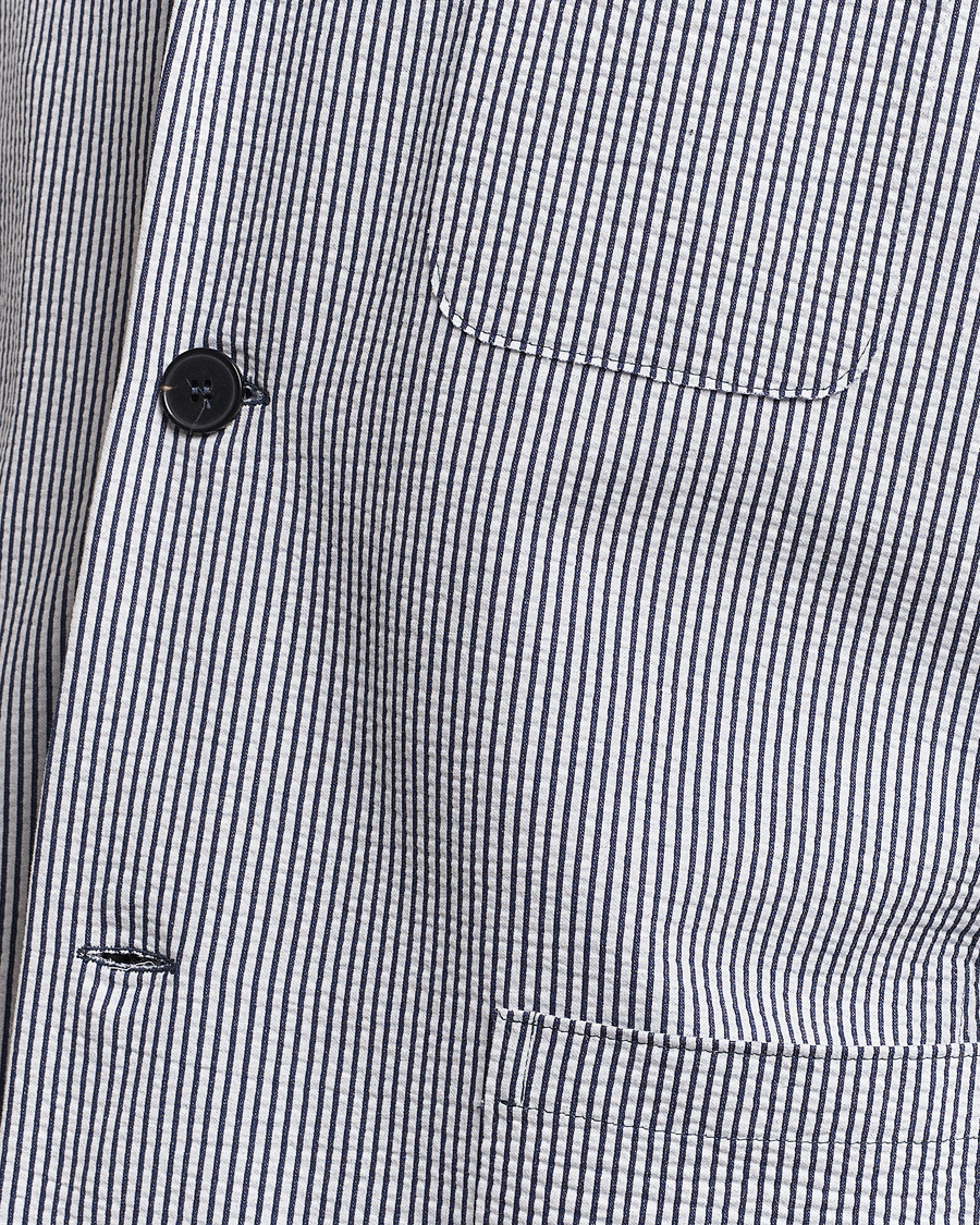 Herre | Dressjakker | Harris Wharf London | Coolmax Striped Seersucker Drop Shoulder Blazer Blue/Cream