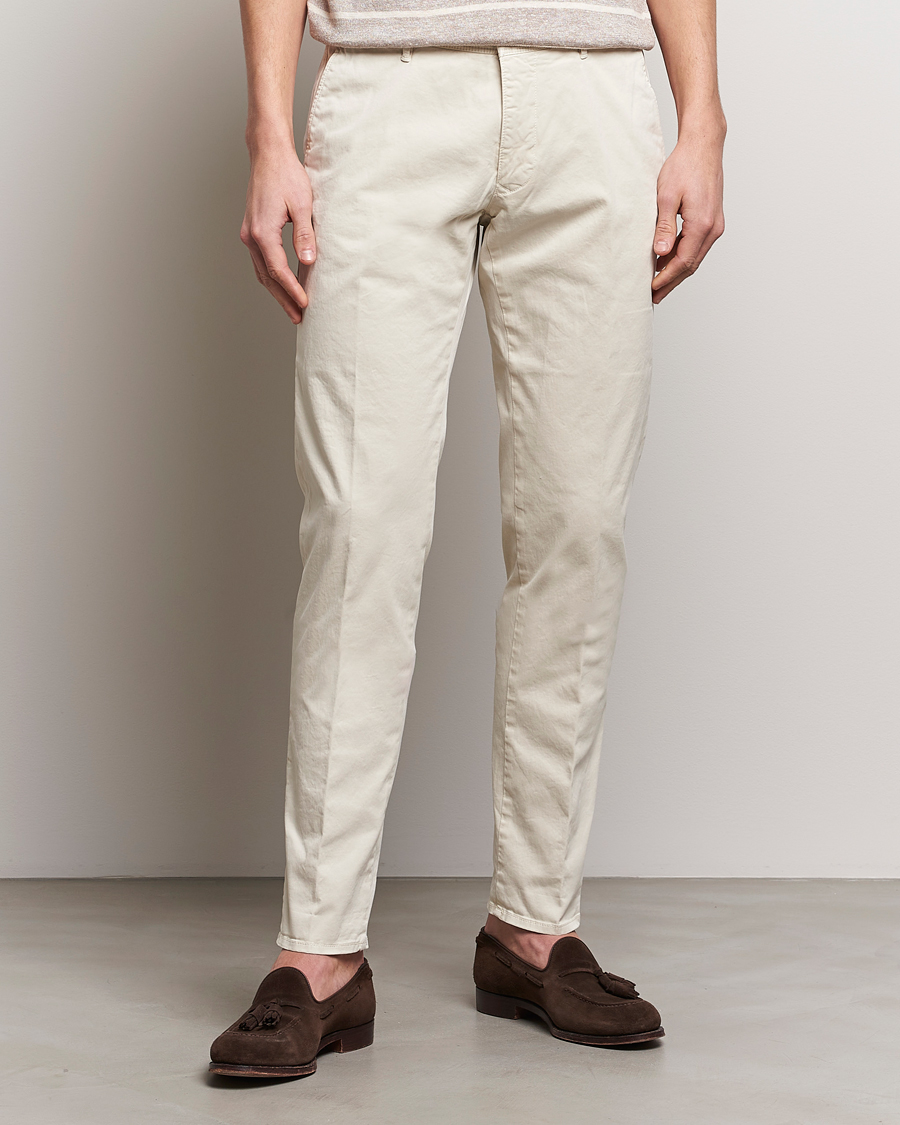 Herre | Italian Department | Incotex | Slim Fit Garment Dyed Slacks Off White